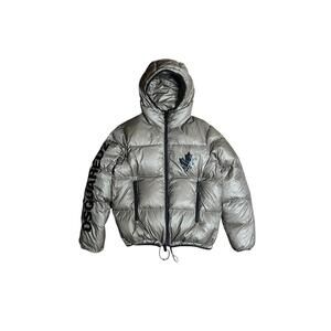 DSQUARED2 Khaki Olive Metallic Down Puffer Jacket Hooded
